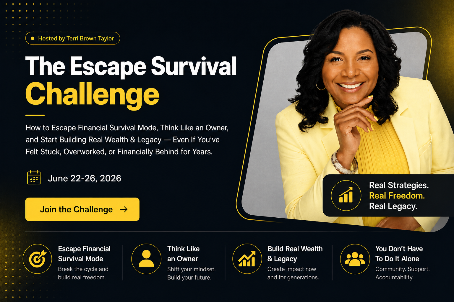 The Escape Survival Challenge — June 22–26, 2026, hosted by Terri Brown Taylor